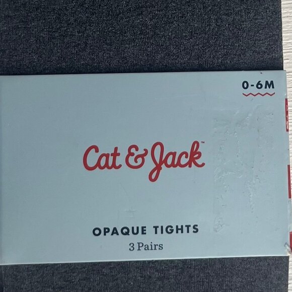 Cat & Jack Opaque Tights 3 Pairs Baby 0-6M Gray White Blue - Picture 3 of 5